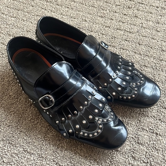 Henderson Shoes - Henderson Buckle Studded Kiltie Slipon Leather Shoes- Made in Italy: sz 36.5